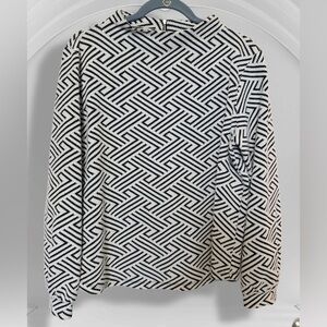 Gray LA Geometric Patterned Black and White Women’s Blouse